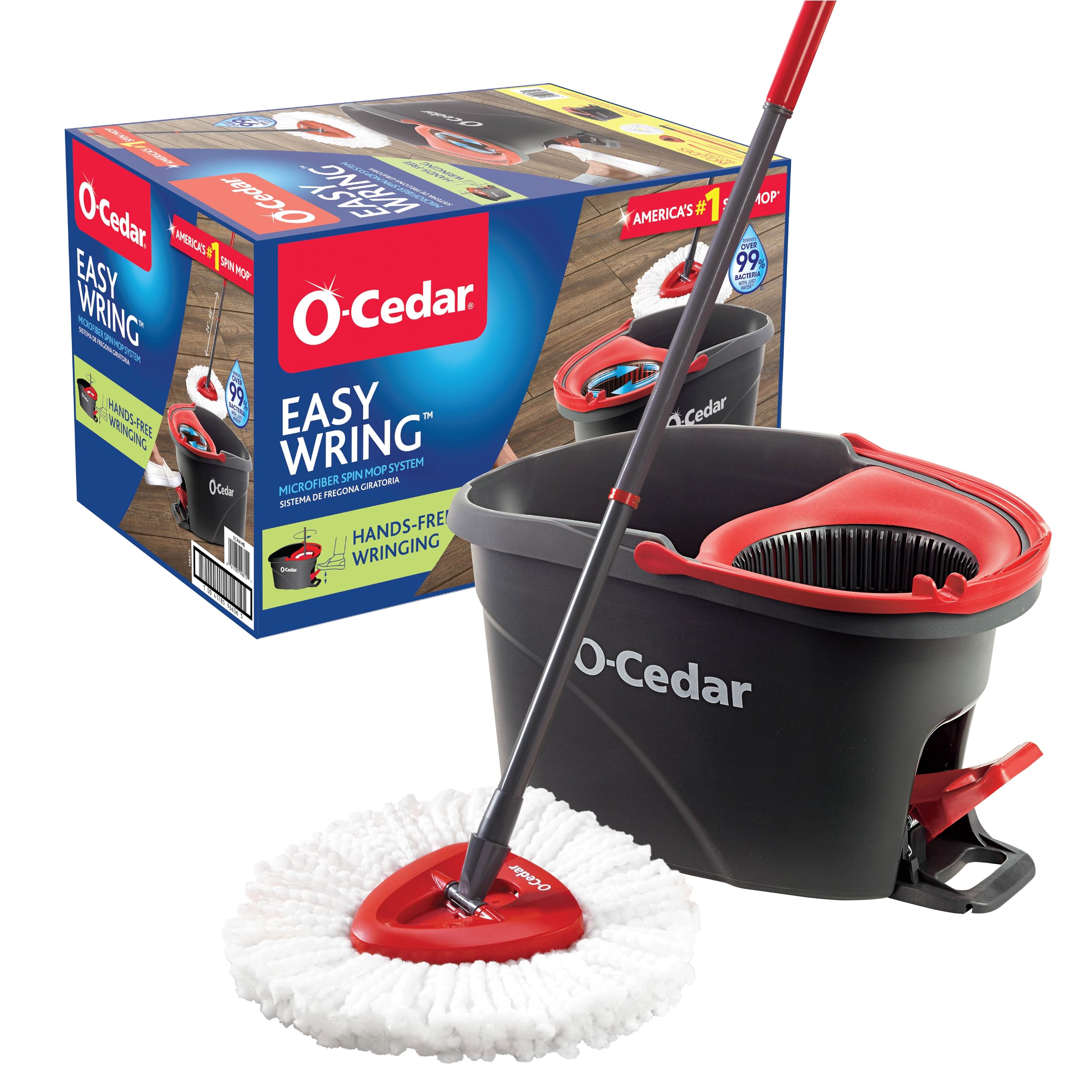 Microfiber Spin Mop, Bucket Floor Cleaning System, Red, Gray, Standard