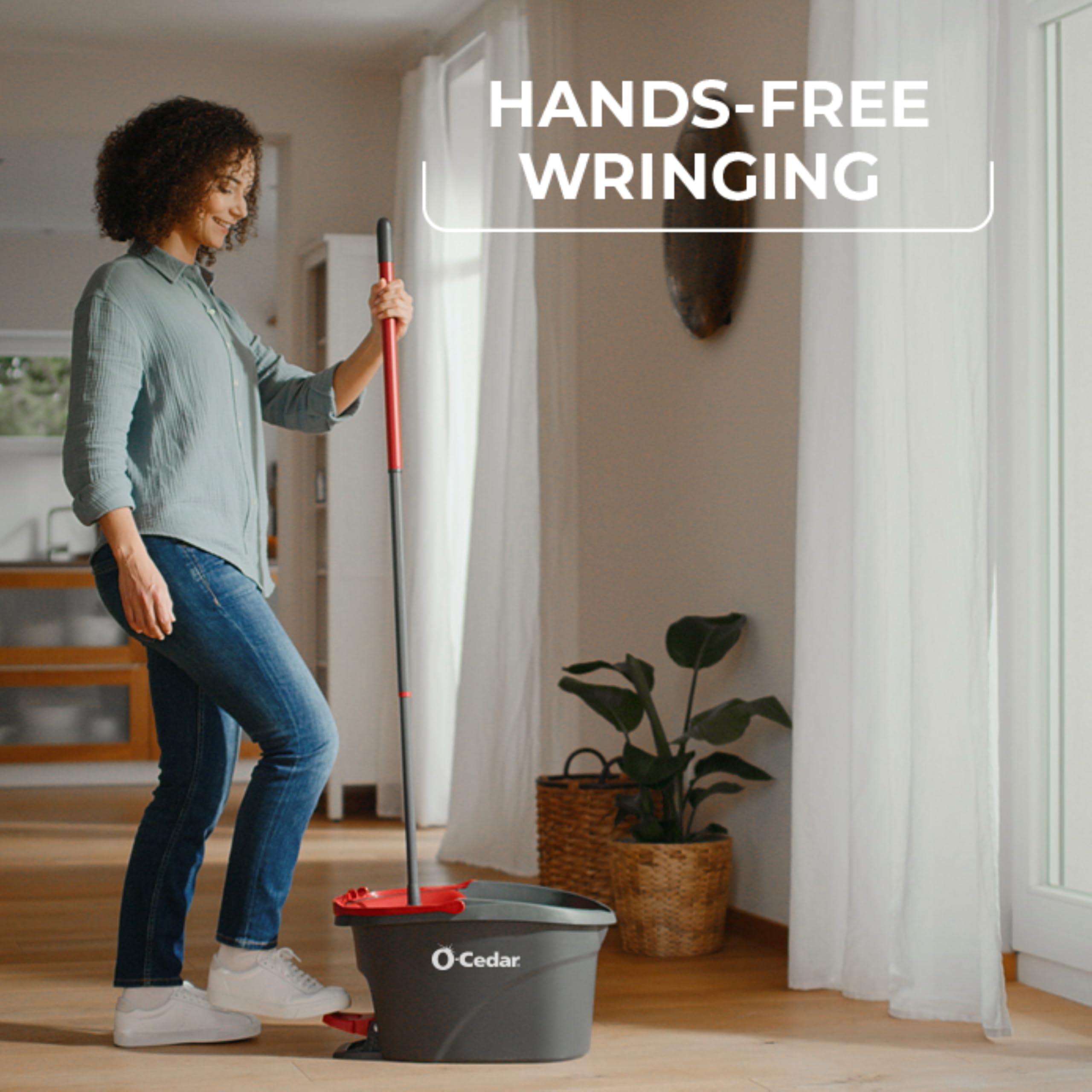 Microfiber Spin Mop, Bucket Floor Cleaning System, Red, Gray, Standard